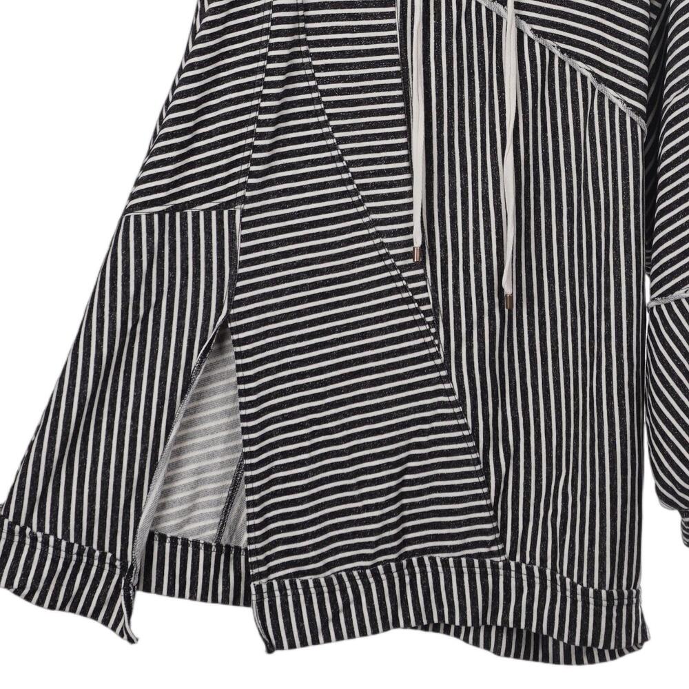 Pilcro Patchwork Sweatshirt 1X Black Cotton Stripe Hooded Pullover Anthropologie - Picture 5 of 8